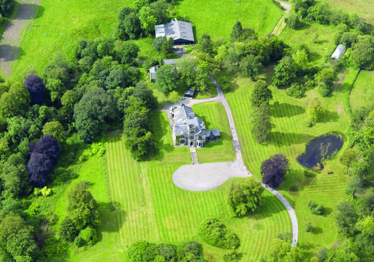 Aerial view of Ballochneck House and its grounds